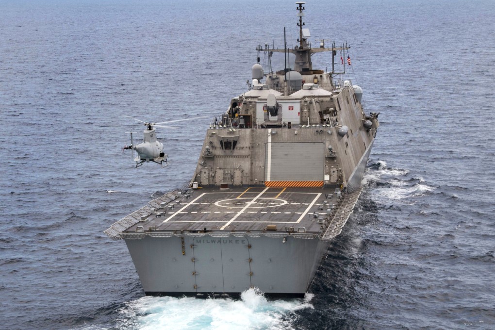 The USS Milwaukee, a Freedom-class littoral combat ship, cruises in the Atlantic Ocean in June 2019. Photo: US Navy via AP