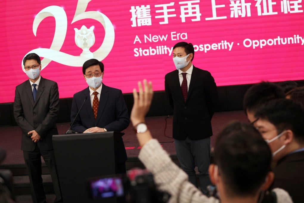 John Lee Ka-chiu, former chief secretary, speak to the media last December 29. Lee is Beijing’s choice for the city’s top job. Photo: May Tse