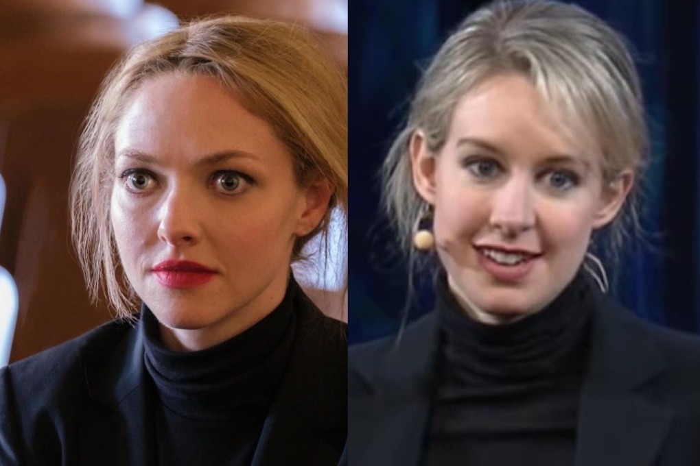 Amanda Seyfried (left) as Elizabeth Holmes (right) in The Dropout. The series shows how the style of tech founders plays a key role in their personal brands.