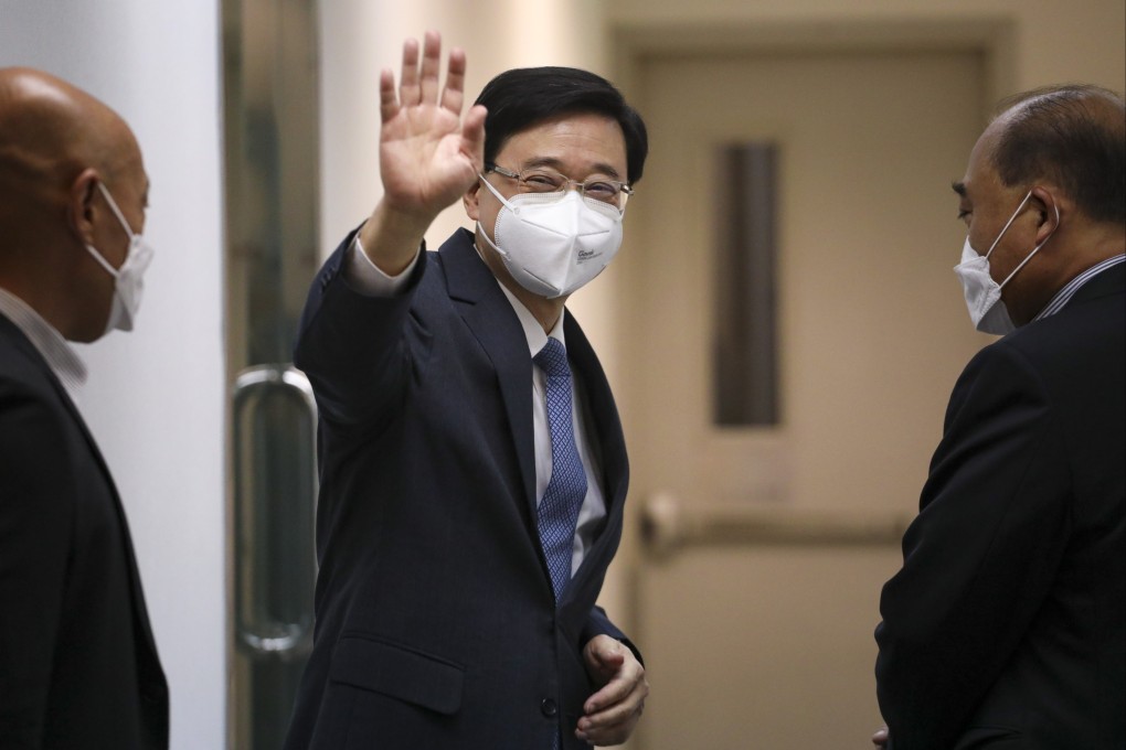 Chief executive hopeful John Lee repeatedly emphasised a result-orientated approach to leading Hong Kong during his press conference on Saturday. Photo: Jelly Tse