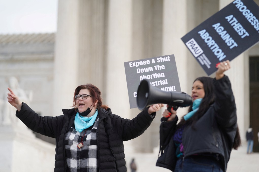 Anti-abortion activists protest outside the US Supreme Court in Washington in December. Photo: Reuters