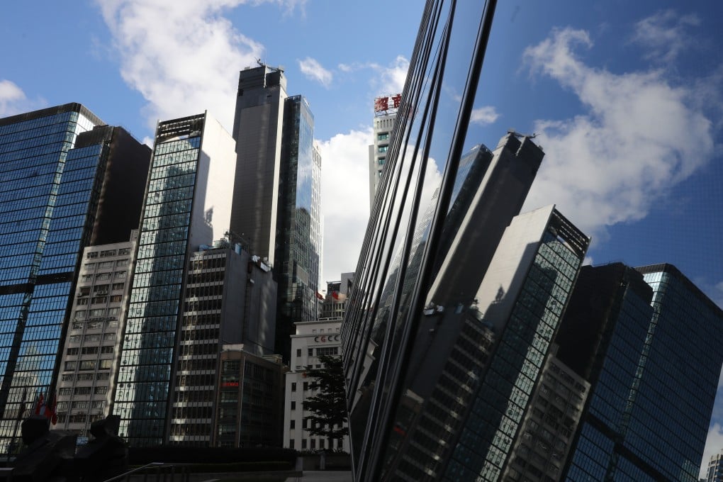 A reflection of commercial buildings in Central, Hong Kong. Photo: Dickson Lee