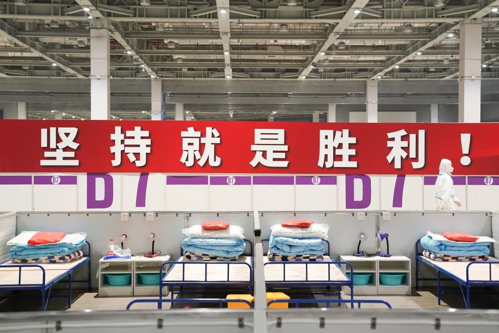 The interior view of a makeshift hospital converted from the National Exhibition and Convention Center (NECC) in Shanghai on April 11, 2022. Photo: XInhua.