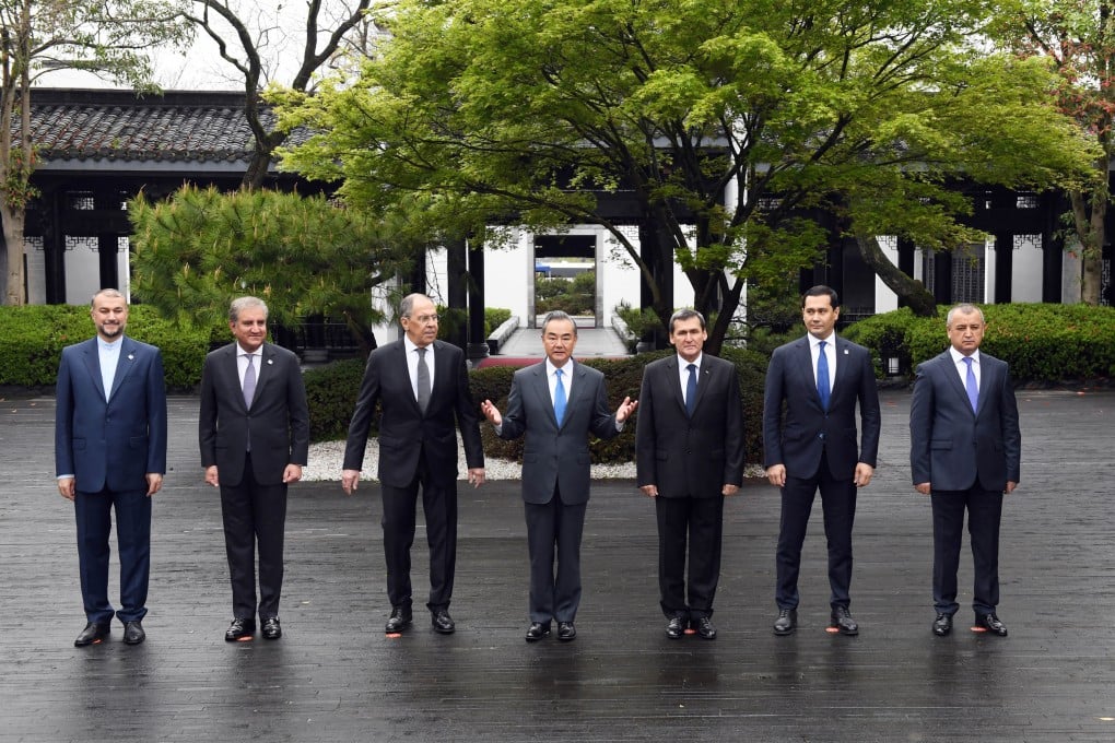Chinese Foreign Minister Wang Yi chairs the third foreign ministers’ meeting of neighboring countries of Afghanistan, in Tunxi, Anhui province, on March 31. Photo: Xinhua