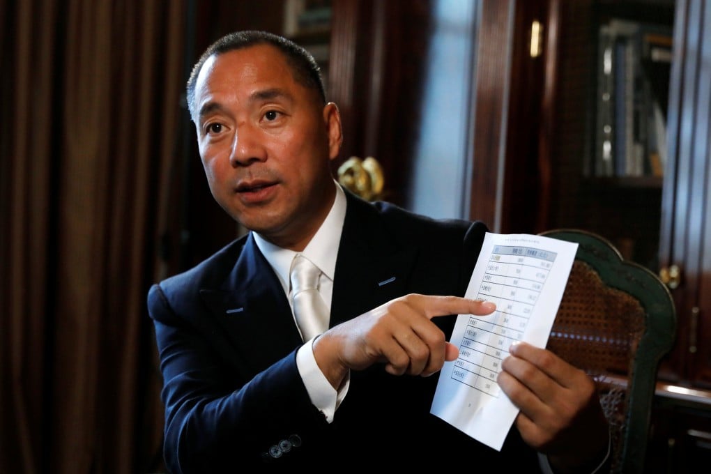 Businessman Guo Wengui speaks during an interview in New York in April 2017. Photo: Reuters