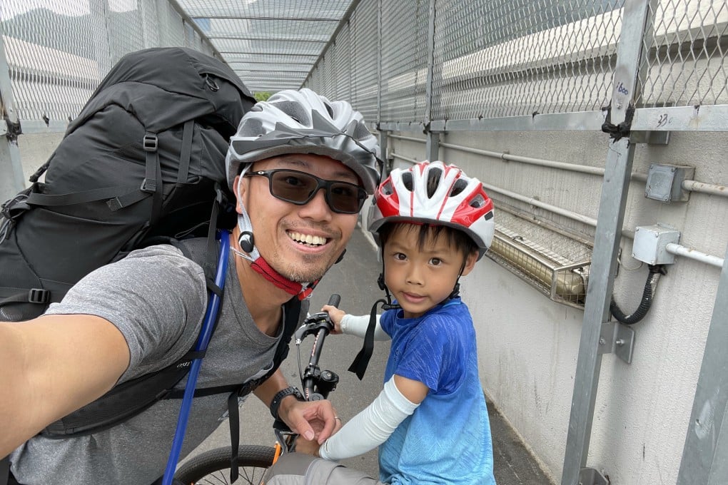Cycling develops children’s fitness, balance and problem-solving skills, says Jason Kei, pictured with his second son, Martin. Photo: courtesy of Jason Kei