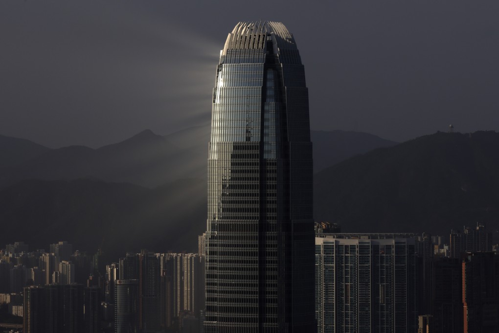 Light rays reflect off the International Finance Centre in Central on October 6, 2021. Hong Kong’s position as the Asia-Pacific’s leading financial centre will continue thanks to the support of the central government. Photo: Nora Tam