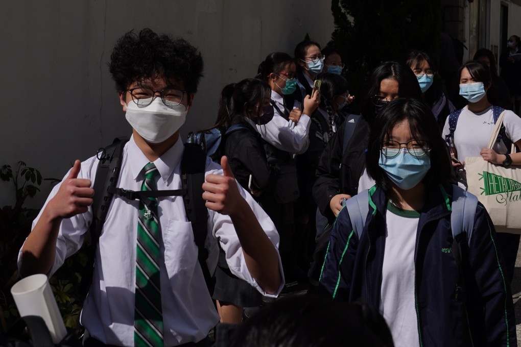 Secondary school students leave school in Shek Kip Mei on January 20, following the announcement of school suspensions. Photo: Sam Tsang