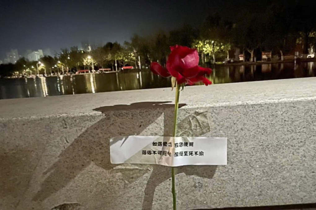 College students attached roses all over campus for others to use in case an ‘emergency’ caused them to fall in love – inspired by an ‘emergency rose’ project in Paris. Photo: Handout