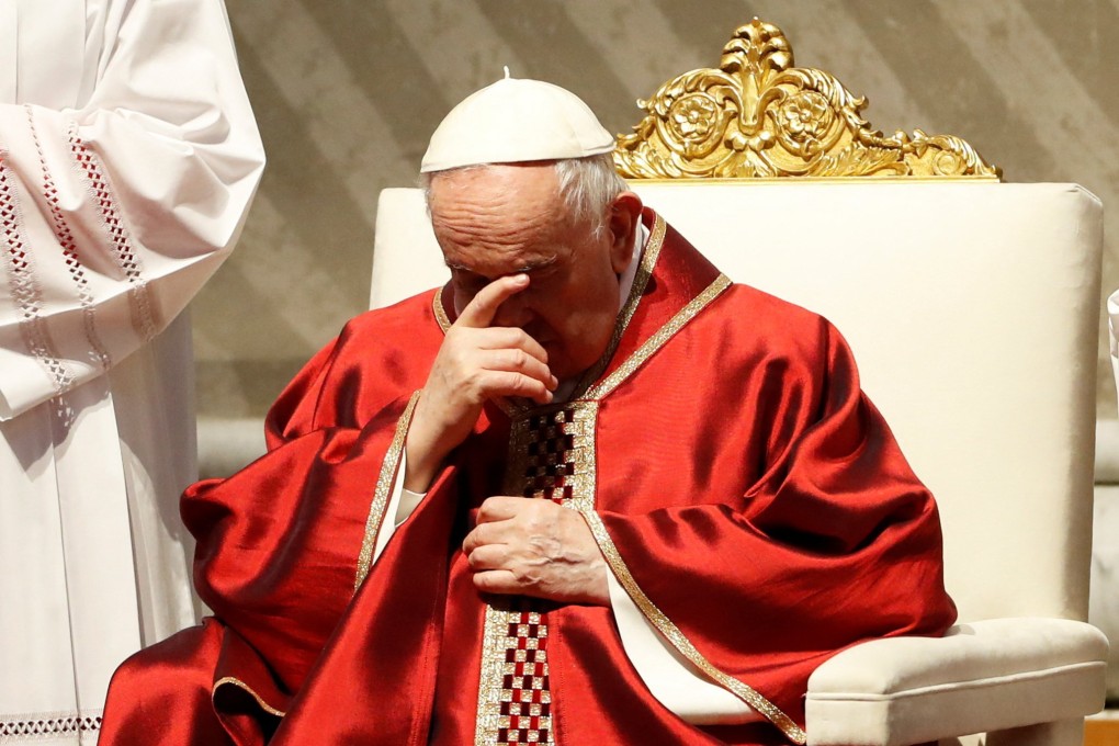 Pope Francis leads the Good Friday Passion of the Lord service at the Vatican on Friday. Photo: Reuters
