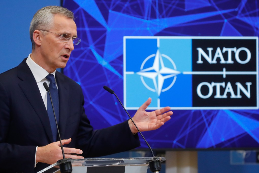 Nato Secretary General Jens Stoltenberg speaks to the press following a meeting of Nato foreign ministers in Brussels, Belgium, on April 7, to discuss how to bolster support for Ukraine without being drawn into a wider war with Russia. Photo: EPA-EFE