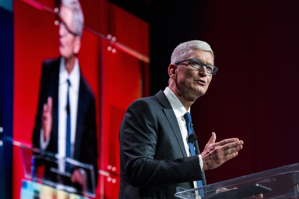 Apple CEO Tim Cook delivers remarks during the annual Global Privacy Summit in Washington on 12 April 2022. Photo: EPA-EFE