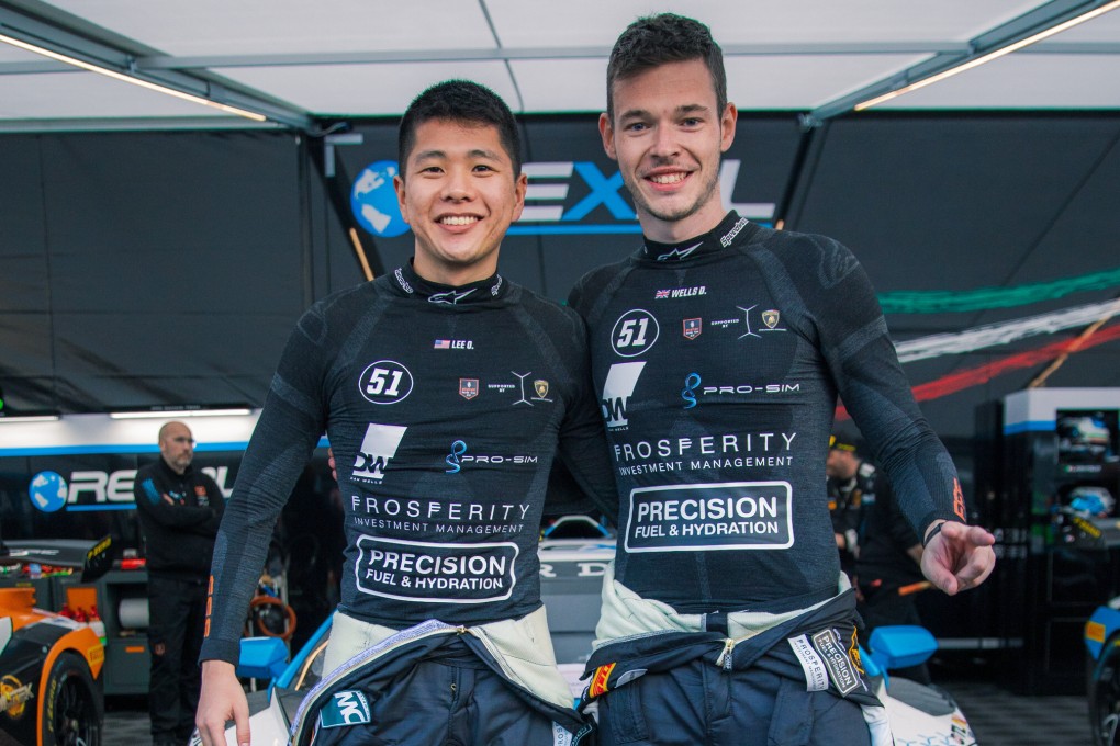 Hong Kong racing driver Dan Wells (right) and teammate Oscar Lee at a Lamborghini Super Trofeo Europe Championship Pro-Am Cup with Rexal FFF Racing Group. Photo: FFF