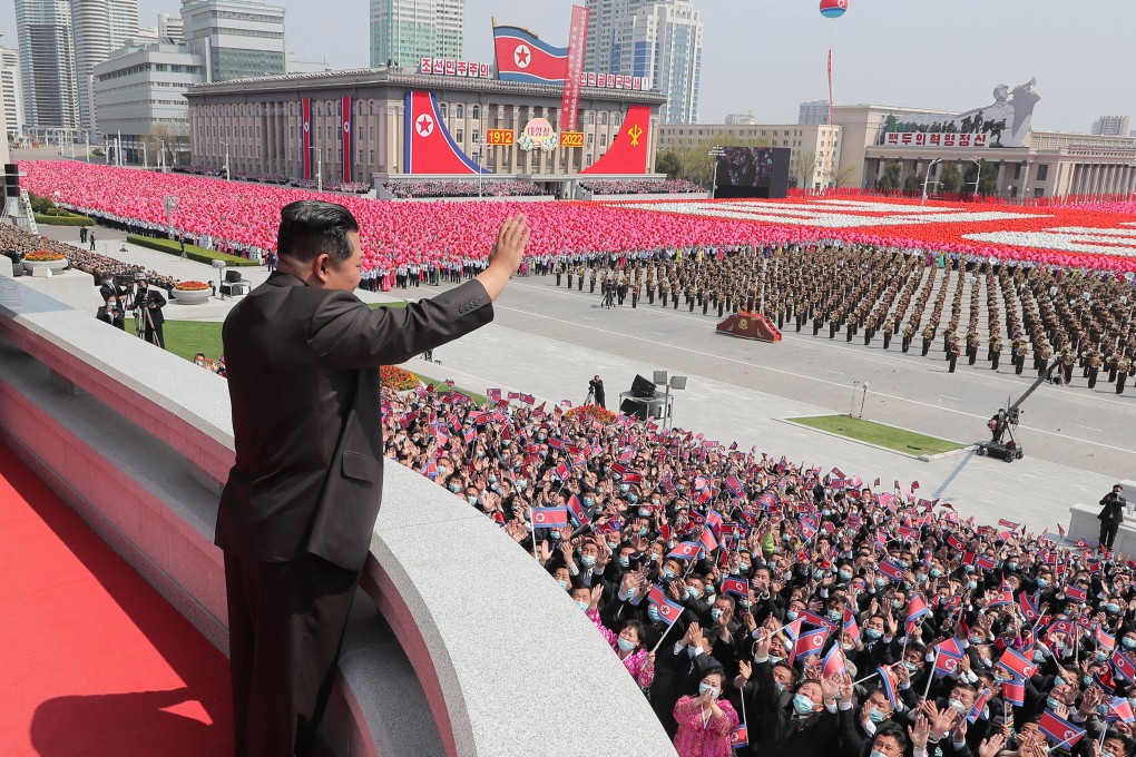 North Korean leader Kim Jong-un waves during a national ceremony and rally of Pyongyang citizens to mark the 110th birth anniversary of his late grandfather, North Korea founder Kim Il-sung. Photo: Handout via dpa