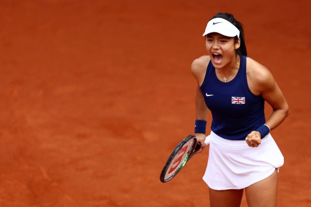 Emma Raducanu celebrates her win over Tereza Martincova in Prague. Photo: Getty Images
