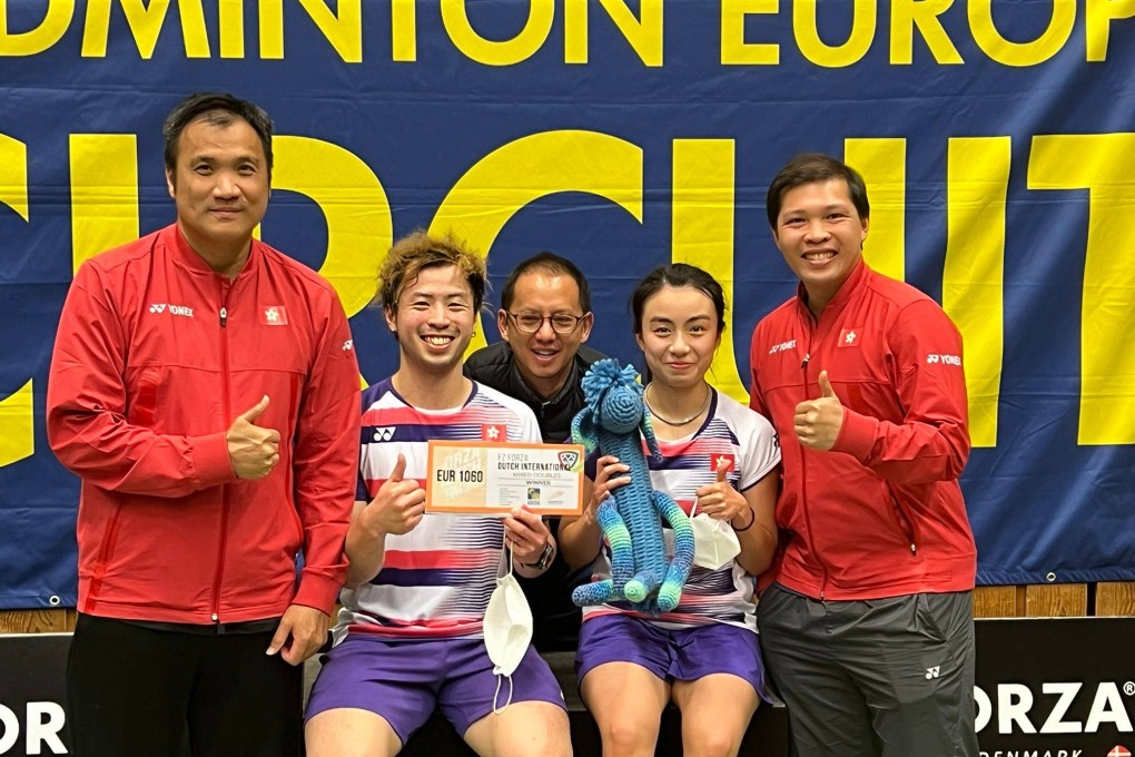 Lee Chun-hei (second left) and Ng Tsz-yau (second right) on the podium at Wateringen, the Netherlands. Photo: Handout