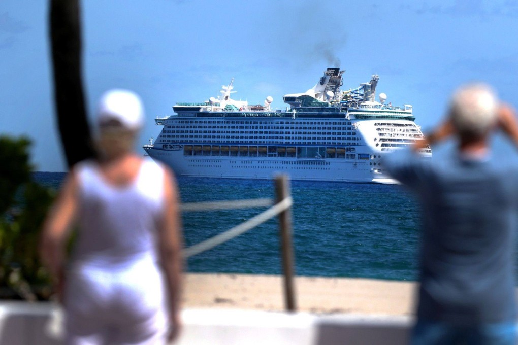 The Royal Caribbean ship Adventure of the Sea sits off Fort Lauderdale beach in April 2020. Australia is now allowing cruise ships to visit the country after a long hiatus because of the pandemic. Photo: Sun Sentinel/TNS