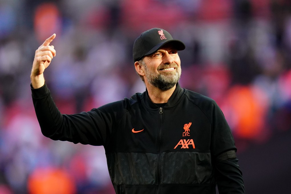 Liverpool manager Jurgen Klopp celebrates after their FA Cup semi-final win over Manchester City at Wembley Stadium. Photo: Adam Davy/PA Wire/dpa