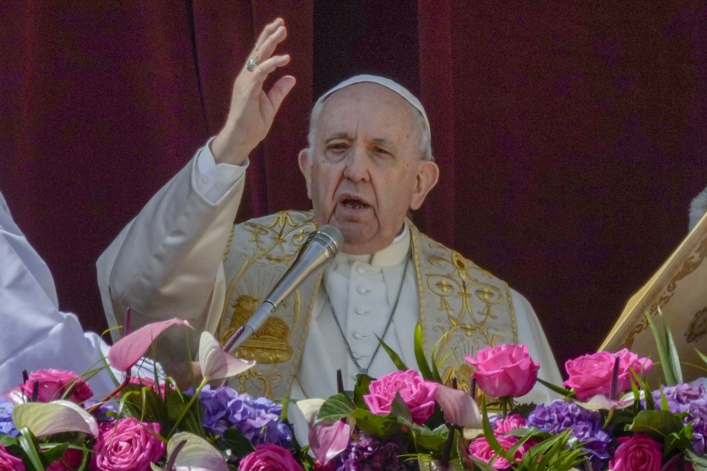 Pope Francis delivers the traditional ‘Urbi et Orbi’ at the end of the Catholic Easter Sunday. Photo: AP