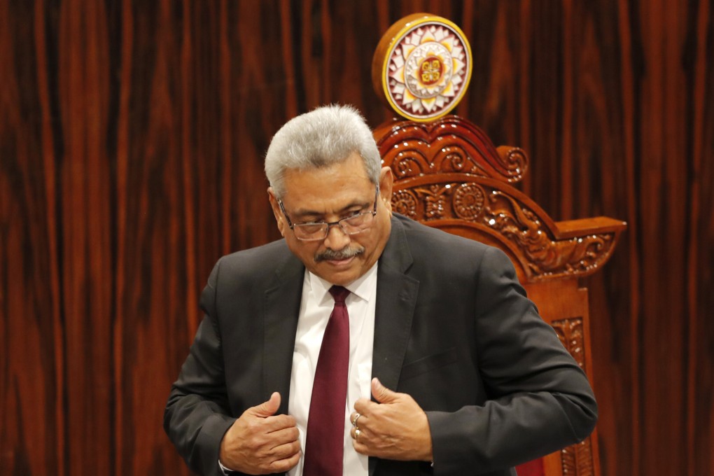 Sri Lankan President Gotabaya Rajapaksa leaves after addressing parliament during the ceremonial inauguration of the session, in Colombo, Sri Lanka in January 2020. Protesters are demanding that he resign amid the country’s worst economic crisis in memory. Photo: AP