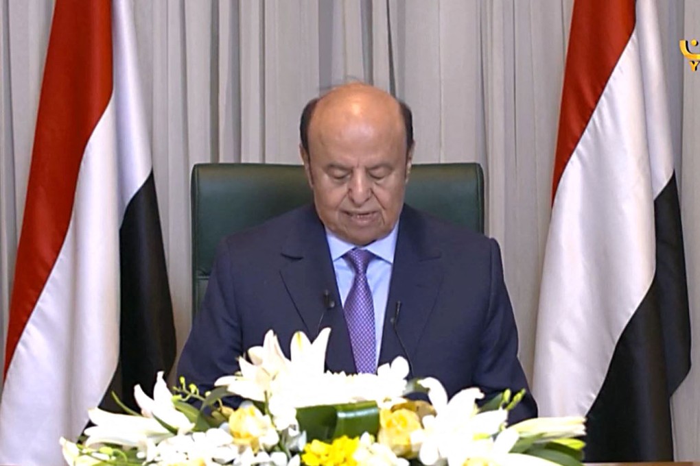 Image grab taken from Yemen TV on April 7 shows Yemeni President Abedrabbo Mansour Hadi. Photo: Yemen TV / AFP
