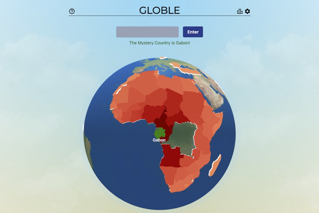 A screenshot of Globle, a geography-based Wordle alternative where players have to guess the “Mystery Country”, with colours giving clues as to its proximity from previous guesses.