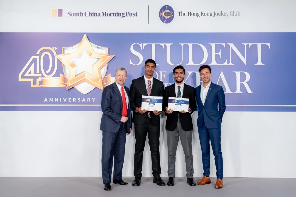 (From left) Winfried Engelbrecht-Bresges, last year’s first runner-up Aditya Shrisankaraan, second runner-up Hossain Fahim and Gary Liu. Photo: HKJC