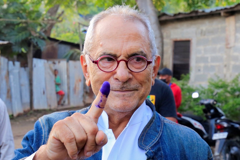 East Timor presidential candidate Jose Ramos Horta shows his inked finger after casting his ballot during the second round of East Timor’s presidential election in Dili, East Timor on Tuesday. The Nobel Peace Prize laureate is set to win the presidential runoff election, according to over 60 per cent of the votes counted Wednesday, defeating incumbent Francisco “Lu Olo” Guterres. Photo: Reuters.