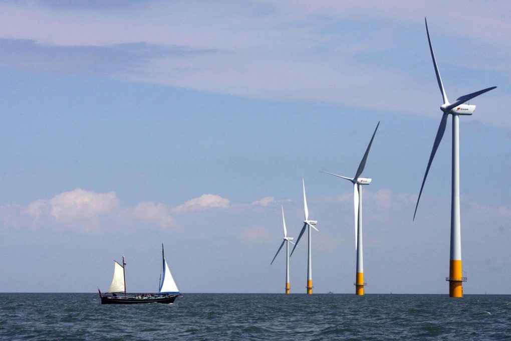 A wind farm off the coast of Whitstable, on the north Kent coast southeastern England. Photo: AP