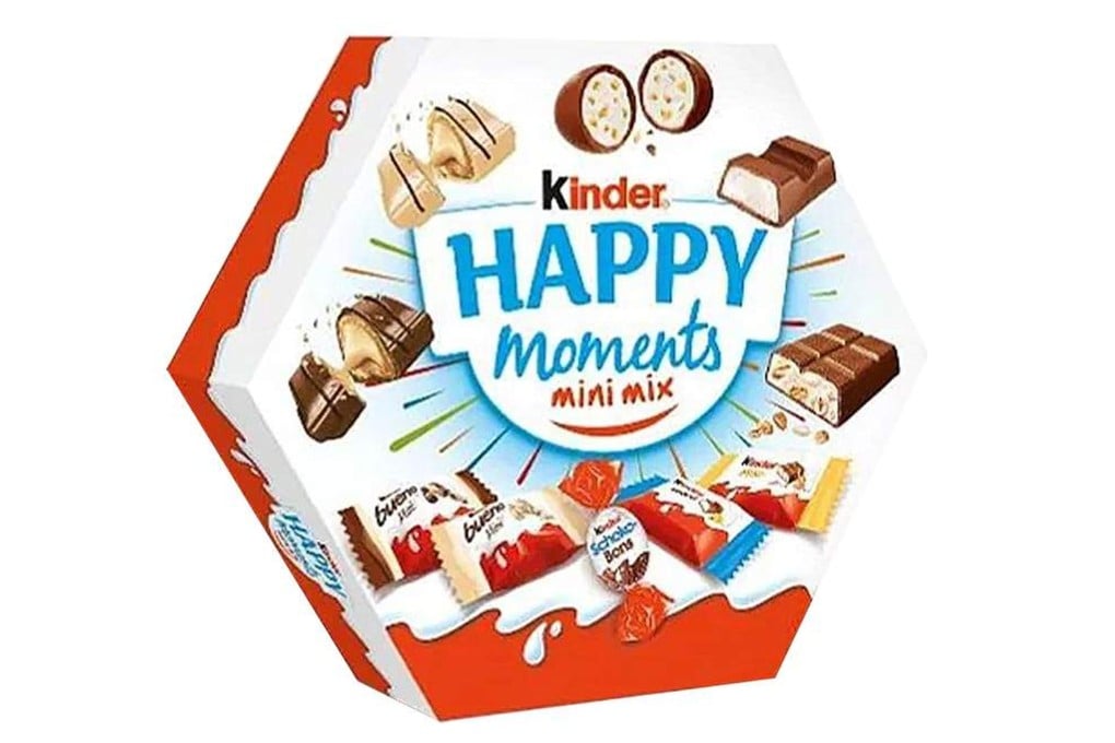 The product possibly contaminated with salmonella is the Kinder Happy Moments Mini Mix 162g with best-before dates of July 7 and 8. Photo: Handout