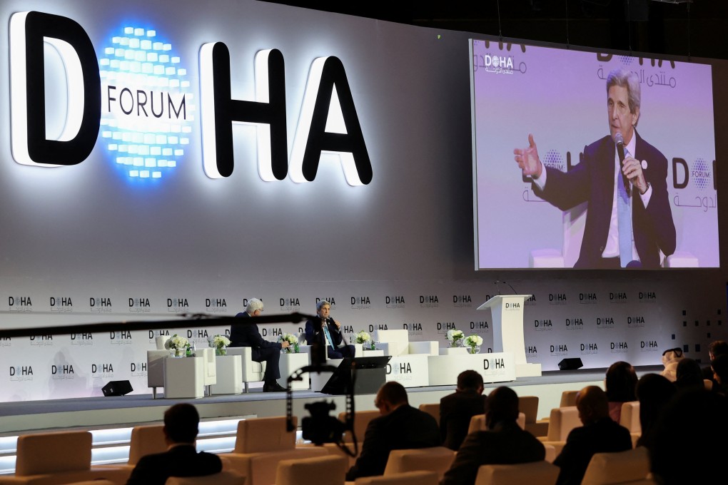 U.S. Special Presidential Envoy for Climate John Kerry speaks at the Doha Forum in Doha, Qatar March 26, 2022. REUTERS/Ibraheem Al Omari