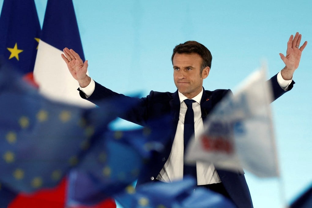 French President Emmanuel Macron reacts after partial results in the first round of the 2022 French presidential election in Paris on April 10. Macron has been a strong proponent of European sovereignty. Photo: Reuters