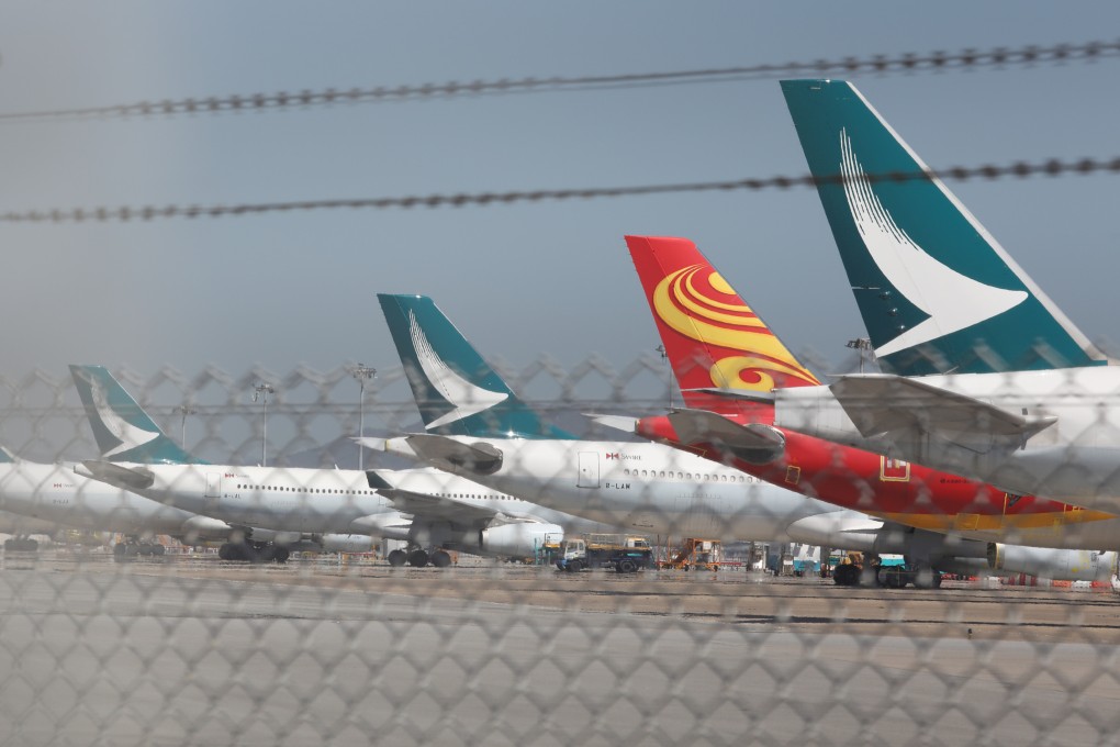 Cathay Pacific planes parked at Hong Kong International Airport on March 9. Photo: Yik Yeung -man