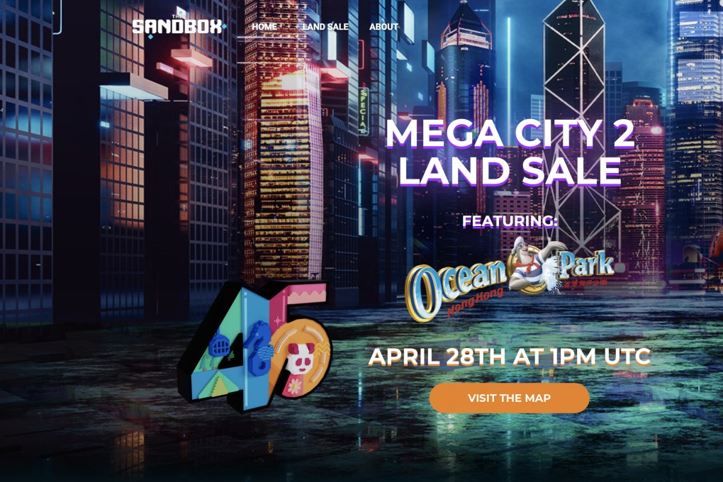 Mega City 2 LAND Sale featuring Ocean Park in The Sandbox, a metaverse gaming platform known for its virtual real estate. Photo: Handout