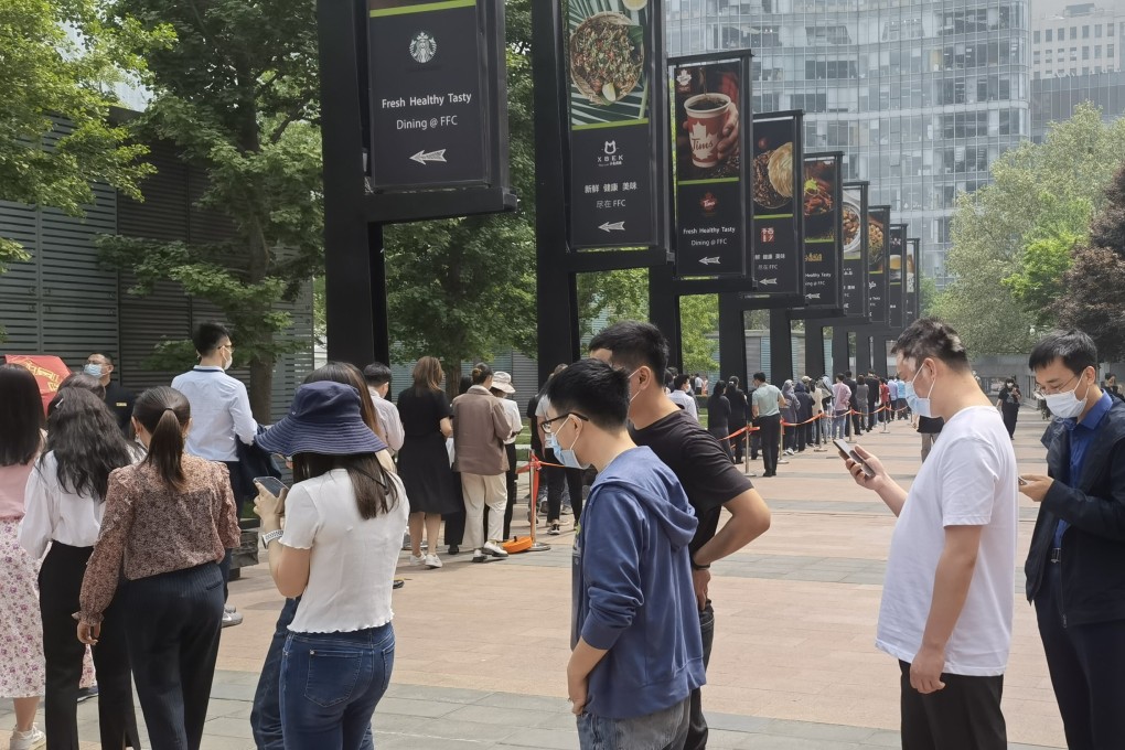 Queues at a mass testing site in Chaoyang district, Beijing. Photo: Joseph Li