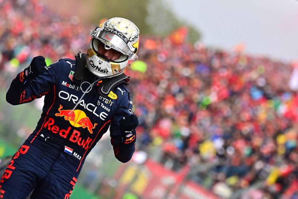 Red Bull Racing’s Dutch driver Max Verstappen reacts after winning the Emilia Romagna Grand Prix. Photo: AFP