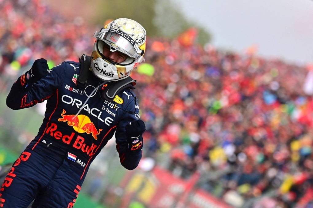 Red Bull Racing’s Dutch driver Max Verstappen reacts after winning the Emilia Romagna Grand Prix. Photo: AFP