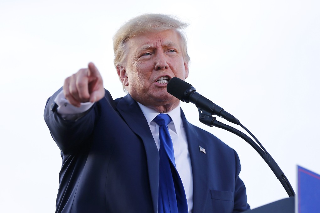 Former US president Donald Trump speaks at a rally at the Delaware County Fairgrounds in Ohio on Saturday. Photo: AP