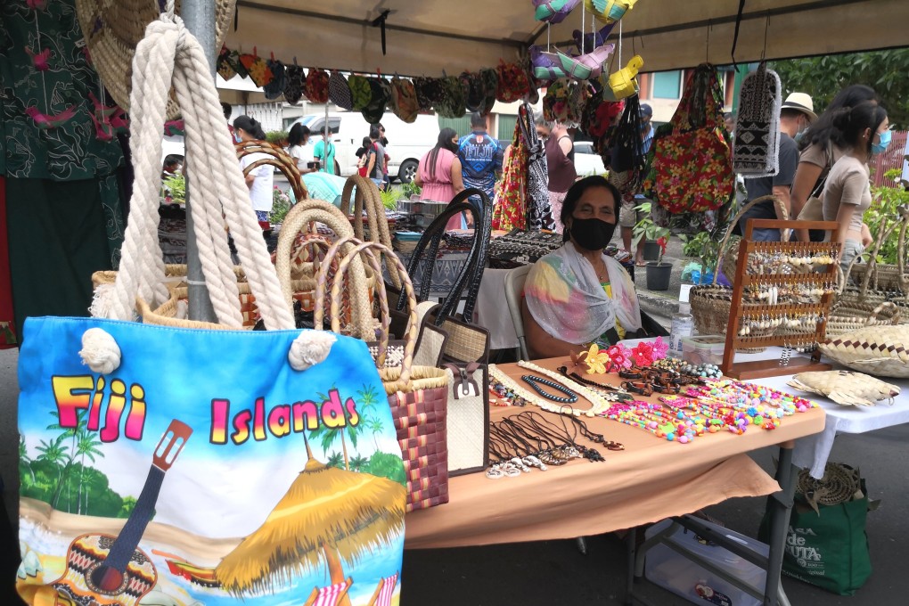 A handicraft stall at a market in Suva, Fiji, the Asia-Pacific tourist destination deemed best placed to benefit from the pent-up demand for travel as coronavirus curbs ease. Photo: Xinhua