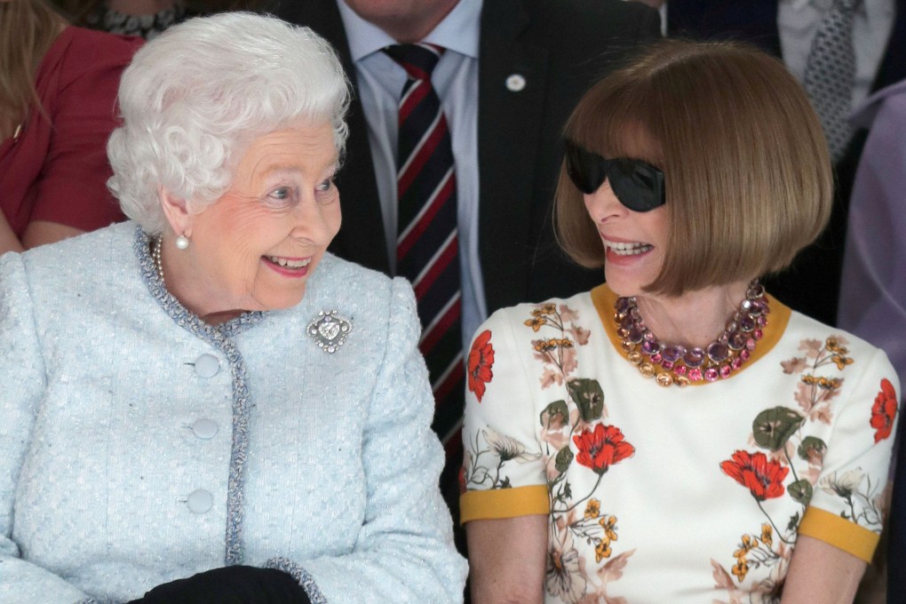 Britain’s Queen Elizabeth with Vogue editor-in-chief Anna Wintour during London Fashion Week in 2018. Wintour is the subject of a new biography that charts her rise and continuing relevance. Photo: Reuters