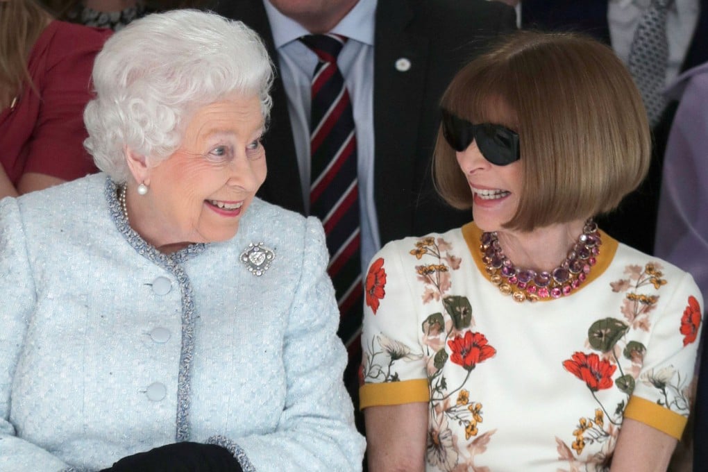 Britain’s Queen Elizabeth with Vogue editor-in-chief Anna Wintour during London Fashion Week in 2018. Wintour is the subject of a new biography that charts her rise and continuing relevance. Photo: Reuters