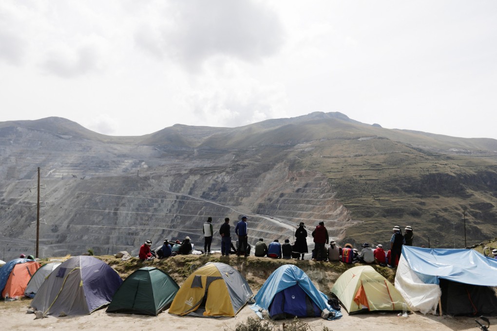 Members of indigenous communities camp on the property of Chinese-owned Las Bambas copper mine, in Las Bambas, Peru. Photo: Reuters