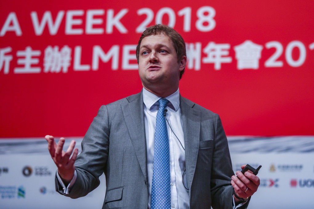 London Metal Exchange CEO Matthew Chamberlain speaks during LME Asia Week in Wan Chai in 2018. Photo: Xiaomei Chen