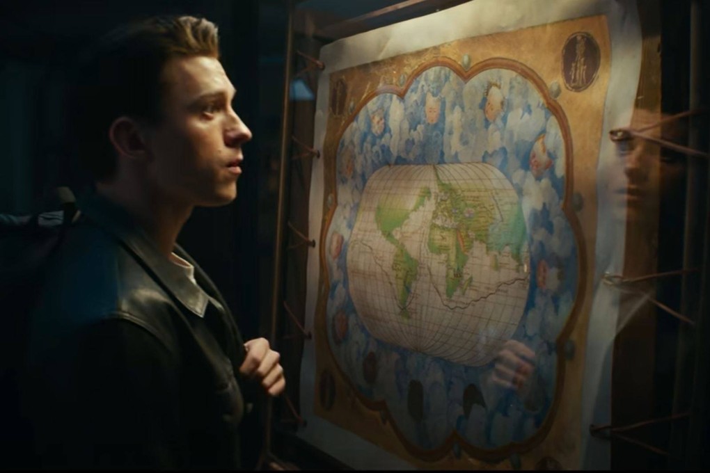 Tom Holland looks at a map in the trailer for ‘Uncharted’. A two-second frame in the film contains an image of the so-called nine-dash line, which marks China’s claims in the South China Sea. Photo: YouTube