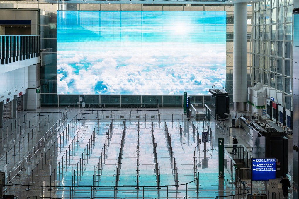 The arrivals hall at Hong Kong International Airport in 2021. Photo: Bloomberg