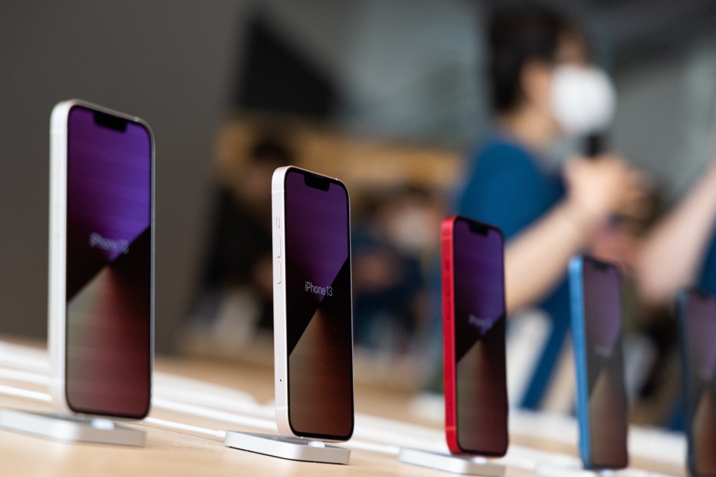 Apple’s iPhone 13 smartphones on display at one of the company's stores in China. Photo: Bloomberg