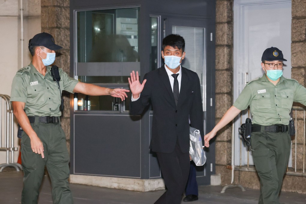 Owen Chow Ka-sing, one of the 47 opposition activists accused of plotting to paralyse the Hong Kong government, leaves the High Court on bail in June 2021. Photo: Nora Tam