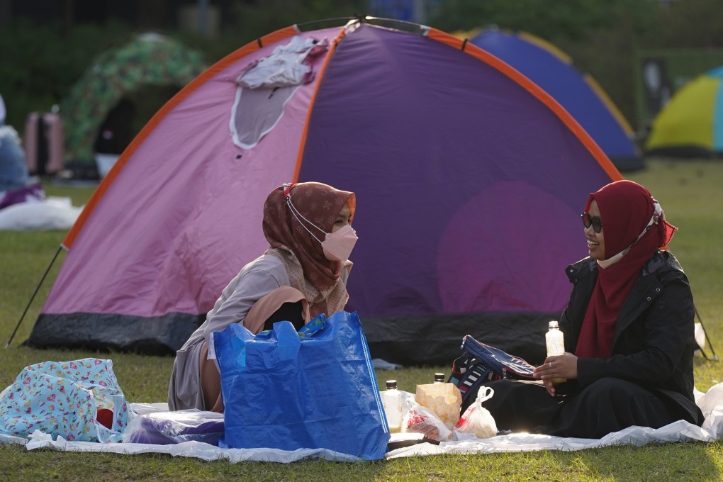 Foreign domestic workers gather at Victoria Park in Causeway Bay on February 27. Photo: Sam Tsang