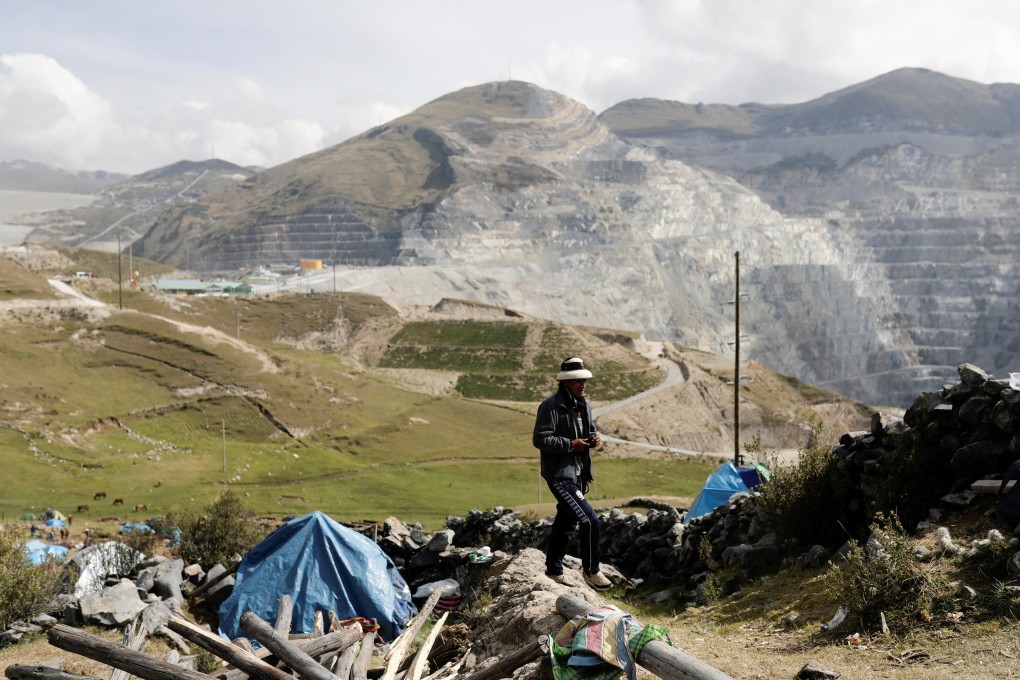 Members of indigenous communities camp on the property of Chinese-owned Las Bambas copper mine in Peru on Tuesday. Photo: Reuters