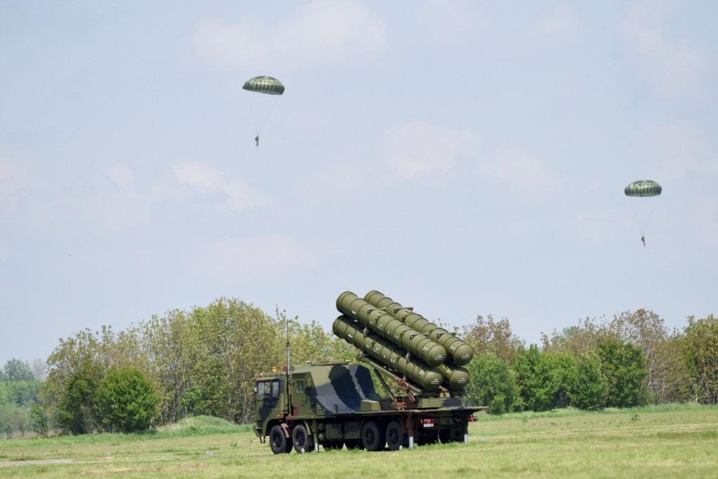 Chinese anti-aircraft missile system FK-3 on display at a military airport near Belgrade on Saturday. Photo: Reuters